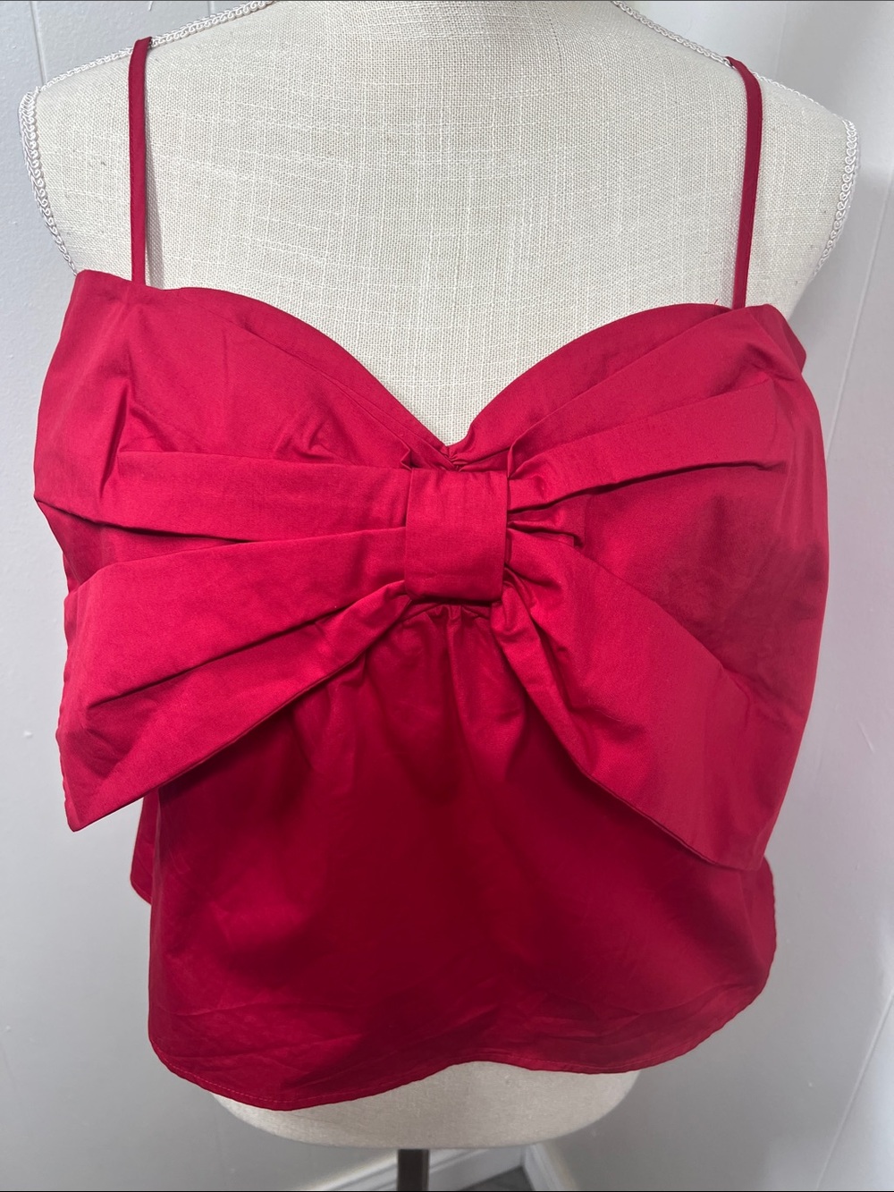 NWT Timing Red Bow-Front Spaghetti Strap Top Size Large - Picture 4 of 11